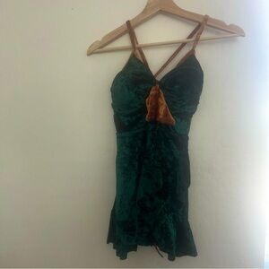 NWT Dark Green Velvet One-piece Swimsuit Size S